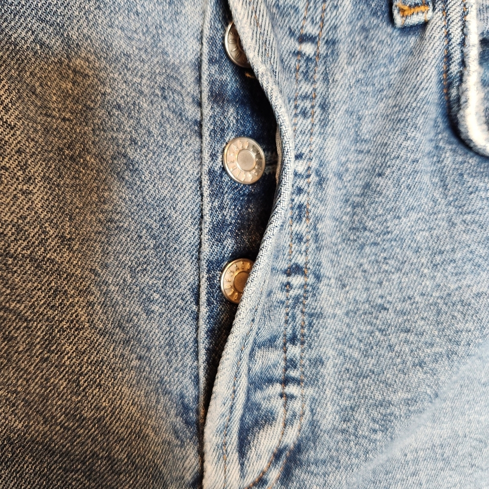 Agolde Riley High Rise Straight Cropped Button Fly Distressed Jeans Size… - Picture 3 of 7